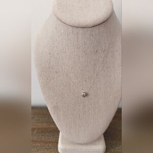 Signed Mexico DQ CZ 14k Invisible Illusion Necklace with Crystal Pendant